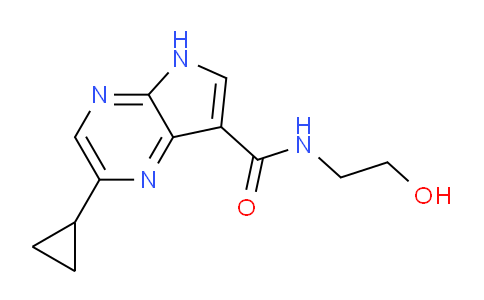 CAS No. 1956385-89-9, 2-Cyclopropyl-N-(2-hydroxyethyl)-5H-pyrrolo[2,3-b]pyrazine-7-carboxamide