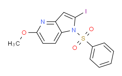 CAS No. 1206181-42-1, 2-Iodo-5-methoxy-1-(phenylsulfonyl)-1H-pyrrolo[3,2-b]pyridine