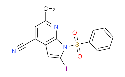 CAS No. 1227268-52-1, 2-Iodo-6-methyl-1-(phenylsulfonyl)-1H-pyrrolo[2,3-b]pyridine-4-carbonitrile