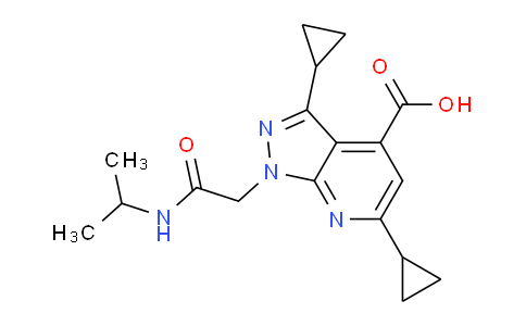 CAS No. 1018052-23-7, 3,6-Dicyclopropyl-1-(2-(isopropylamino)-2-oxoethyl)-1H-pyrazolo[3,4-b]pyridine-4-carboxylic acid
