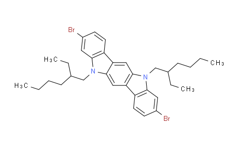 CAS No. 882066-04-8, 3,9-Dibromo-5,11-bis(2-ethylhexyl)-5,11-dihydroindolo[3,2-b]carbazole