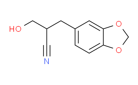 CAS No. 2286-45-5, 3-(Benzo[d][1,3]dioxol-5-yl)-2-(hydroxymethyl)propanenitrile