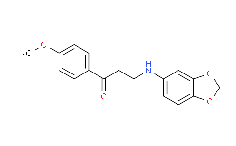 CAS No. 477333-89-4, 3-(Benzo[d][1,3]dioxol-5-ylamino)-1-(4-methoxyphenyl)propan-1-one