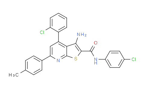 CAS No. 332372-56-2, 3-Amino-4-(2-chlorophenyl)-N-(4-chlorophenyl)-6-(p-tolyl)thieno[2,3-b]pyridine-2-carboxamide