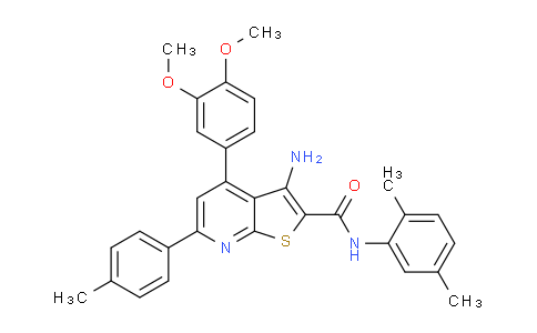 CAS No. 332100-81-9, 3-Amino-4-(3,4-dimethoxyphenyl)-N-(2,5-dimethylphenyl)-6-(p-tolyl)thieno[2,3-b]pyridine-2-carboxamide