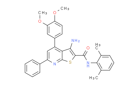 CAS No. 332018-66-3, 3-Amino-4-(3,4-dimethoxyphenyl)-N-(2,6-dimethylphenyl)-6-phenylthieno[2,3-b]pyridine-2-carboxamide