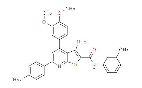 CAS No. 332155-26-7, 3-Amino-4-(3,4-dimethoxyphenyl)-N-(m-tolyl)-6-(p-tolyl)thieno[2,3-b]pyridine-2-carboxamide
