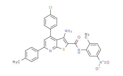 CAS No. 444154-10-3, 3-Amino-4-(4-chlorophenyl)-N-(2-methyl-5-nitrophenyl)-6-(p-tolyl)thieno[2,3-b]pyridine-2-carboxamide
