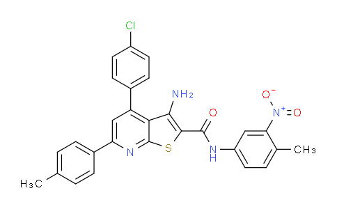 CAS No. 444154-12-5, 3-Amino-4-(4-chlorophenyl)-N-(4-methyl-3-nitrophenyl)-6-(p-tolyl)thieno[2,3-b]pyridine-2-carboxamide