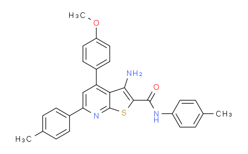 CAS No. 337498-26-7, 3-Amino-4-(4-methoxyphenyl)-N,6-di-p-tolylthieno[2,3-b]pyridine-2-carboxamide