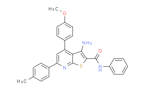 CAS No. 333777-86-9, 3-Amino-4-(4-methoxyphenyl)-N-phenyl-6-(p-tolyl)thieno[2,3-b]pyridine-2-carboxamide