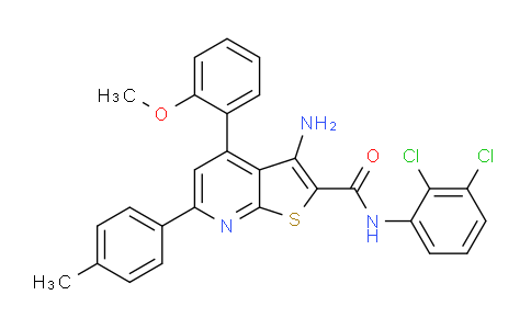 CAS No. 444153-49-5, 3-Amino-N-(2,3-dichlorophenyl)-4-(2-methoxyphenyl)-6-(p-tolyl)thieno[2,3-b]pyridine-2-carboxamide