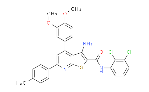 CAS No. 444153-45-1, 3-Amino-N-(2,3-dichlorophenyl)-4-(3,4-dimethoxyphenyl)-6-(p-tolyl)thieno[2,3-b]pyridine-2-carboxamide