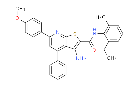 CAS No. 332376-45-1, 3-Amino-N-(2-ethyl-6-methylphenyl)-6-(4-methoxyphenyl)-4-phenylthieno[2,3-b]pyridine-2-carboxamide