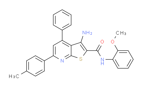 CAS No. 332171-23-0, 3-Amino-N-(2-methoxyphenyl)-4-phenyl-6-(p-tolyl)thieno[2,3-b]pyridine-2-carboxamide