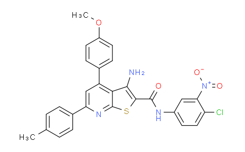 CAS No. 337498-22-3, 3-Amino-N-(4-chloro-3-nitrophenyl)-4-(4-methoxyphenyl)-6-(p-tolyl)thieno[2,3-b]pyridine-2-carboxamide