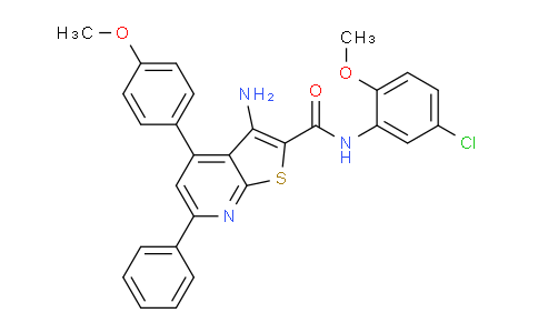CAS No. 444152-92-5, 3-Amino-N-(5-chloro-2-methoxyphenyl)-4-(4-methoxyphenyl)-6-phenylthieno[2,3-b]pyridine-2-carboxamide