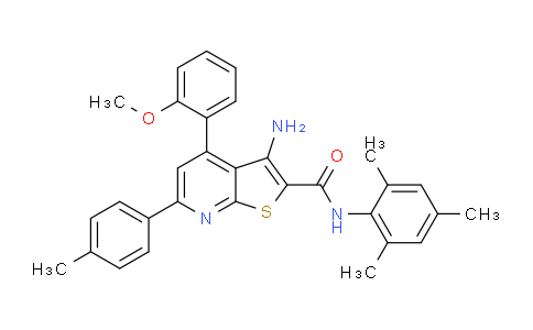 CAS No. 443740-47-4, 3-Amino-N-mesityl-4-(2-methoxyphenyl)-6-(p-tolyl)thieno[2,3-b]pyridine-2-carboxamide