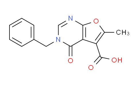 CAS No. 1023815-69-1, 3-Benzyl-6-methyl-4-oxo-3,4-dihydrofuro[2,3-d]pyrimidine-5-carboxylic acid
