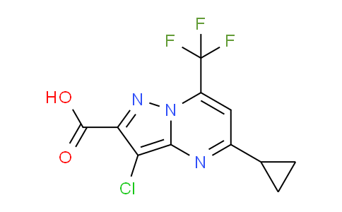 CAS No. 797809-11-1, 3-Chloro-5-cyclopropyl-7-(trifluoromethyl)pyrazolo[1,5-a]pyrimidine-2-carboxylic acid