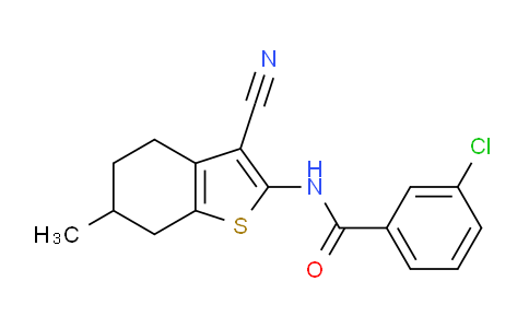 CAS No. 331869-89-7, 3-Chloro-N-(3-cyano-6-methyl-4,5,6,7-tetrahydrobenzo[b]thiophen-2-yl)benzamide