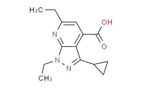 CAS No. 1119429-08-1, 3-Cyclopropyl-1,6-diethyl-1H-pyrazolo[3,4-b]pyridine-4-carboxylic acid