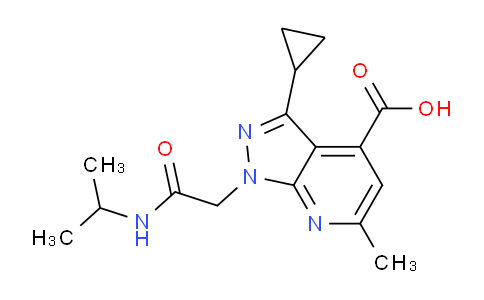 CAS No. 1018052-62-4, 3-Cyclopropyl-1-(2-(isopropylamino)-2-oxoethyl)-6-methyl-1H-pyrazolo[3,4-b]pyridine-4-carboxylic acid