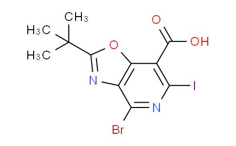 CAS No. 1305325-12-5, 4-Bromo-2-(tert-butyl)-6-iodooxazolo[4,5-c]pyridine-7-carboxylic acid
