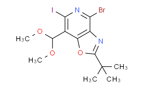 CAS No. 1305325-14-7, 4-Bromo-2-(tert-butyl)-7-(dimethoxymethyl)-6-iodooxazolo[4,5-c]pyridine