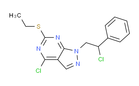 CAS No. 679805-52-8, 4-Chloro-1-(2-chloro-2-phenylethyl)-6-(ethylthio)-1H-pyrazolo[3,4-d]pyrimidine