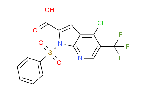 CAS No. 1299607-39-8, 4-Chloro-1-(phenylsulfonyl)-5-(trifluoromethyl)-1H-pyrrolo[2,3-b]pyridine-2-carboxylic acid