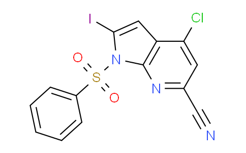 CAS No. 1227268-57-6, 4-Chloro-2-iodo-1-(phenylsulfonyl)-1H-pyrrolo[2,3-b]pyridine-6-carbonitrile