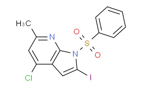 CAS No. 1227266-86-5, 4-Chloro-2-iodo-6-methyl-1-(phenylsulfonyl)-1H-pyrrolo[2,3-b]pyridine