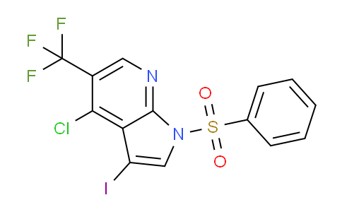 CAS No. 1299607-80-9, 4-Chloro-3-iodo-1-(phenylsulfonyl)-5-(trifluoromethyl)-1H-pyrrolo[2,3-b]pyridine