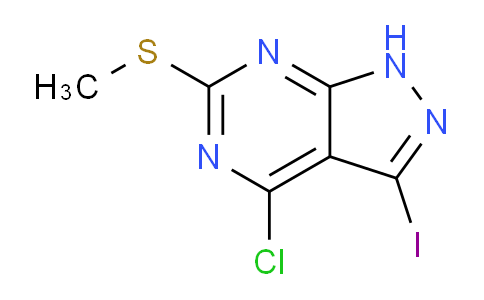 CAS No. 1378878-85-3, 4-Chloro-3-iodo-6-(methylthio)-1H-pyrazolo[3,4-d]pyrimidine