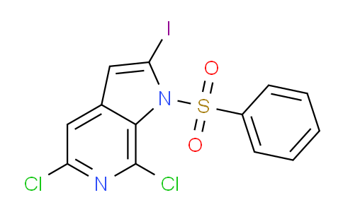 CAS No. 1227267-02-8, 5,7-Dichloro-2-iodo-1-(phenylsulfonyl)-1H-pyrrolo[2,3-c]pyridine
