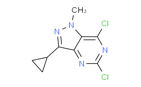 CAS No. 1956331-20-6, 5,7-Dichloro-3-cyclopropyl-1-methyl-1H-pyrazolo[4,3-d]pyrimidine