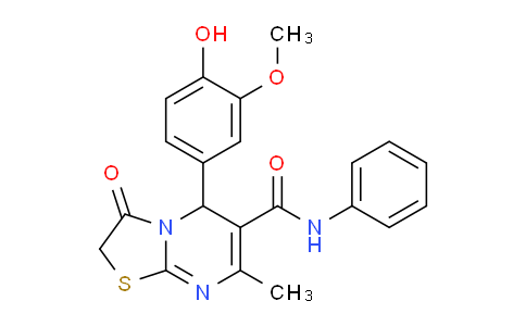 CAS No. 444146-92-3, 5-(4-Hydroxy-3-methoxyphenyl)-7-methyl-3-oxo-N-phenyl-3,5-dihydro-2H-thiazolo[3,2-a]pyrimidine-6-carboxamide