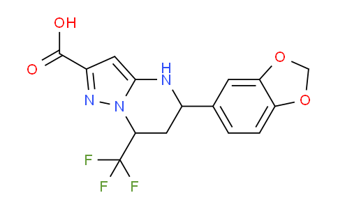 CAS No. 332856-52-7, 5-(Benzo[d][1,3]dioxol-5-yl)-7-(trifluoromethyl)-4,5,6,7-tetrahydropyrazolo[1,5-a]pyrimidine-2-carboxylic acid