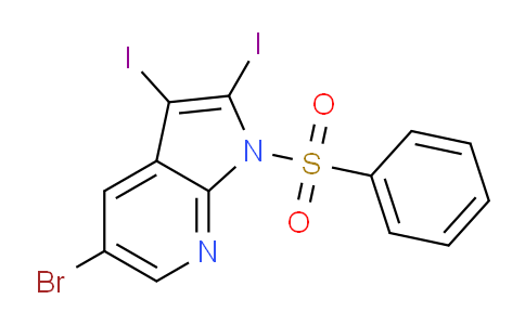 CAS No. 1299607-59-2, 5-Bromo-2,3-diiodo-1-(phenylsulfonyl)-1H-pyrrolo[2,3-b]pyridine