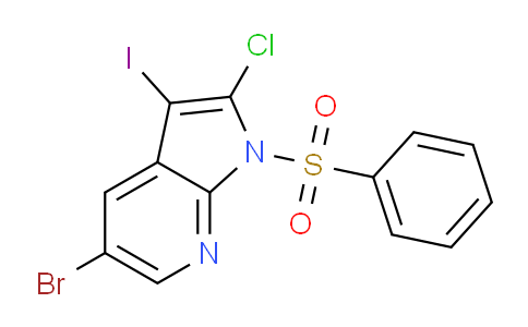 CAS No. 1299607-46-7, 5-Bromo-2-chloro-3-iodo-1-(phenylsulfonyl)-1H-pyrrolo[2,3-b]pyridine