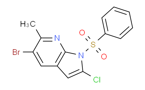CAS No. 1227269-09-1, 5-Bromo-2-chloro-6-methyl-1-(phenylsulfonyl)-1H-pyrrolo[2,3-b]pyridine