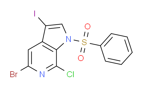 CAS No. 1305324-83-7, 5-Bromo-7-chloro-3-iodo-1-(phenylsulfonyl)-1H-pyrrolo[2,3-c]pyridine