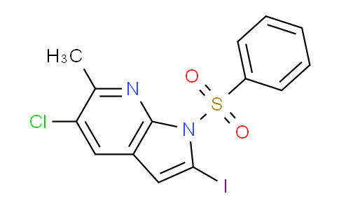 CAS No. 1227267-09-5, 5-Chloro-2-iodo-6-methyl-1-(phenylsulfonyl)-1H-pyrrolo[2,3-b]pyridine