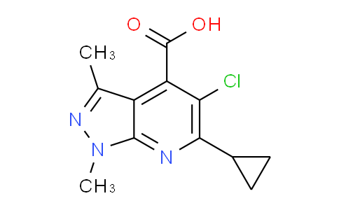 CAS No. 1018142-01-2, 5-Chloro-6-cyclopropyl-1,3-dimethyl-1H-pyrazolo[3,4-b]pyridine-4-carboxylic acid