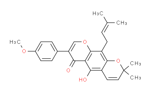 CAS No. 4225-28-9, 5-Hydroxy-3-(4-methoxyphenyl)-8,8-dimethyl-10-(3-methylbut-2-en-1-yl)pyrano[3,2-g]chromen-4(8H)-one