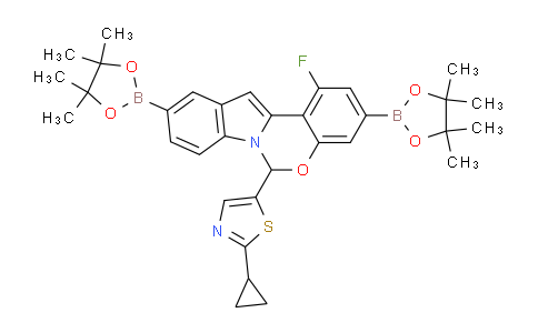 CAS No. 1620545-76-7, 6-(2-Cyclopropylthiazol-5-yl)-1-fluoro-3,10-bis(4,4,5,5-tetramethyl-1,3,2-dioxaborolan-2-yl)-6H-benzo[5,6][1,3]oxazino[3,4-a]indole