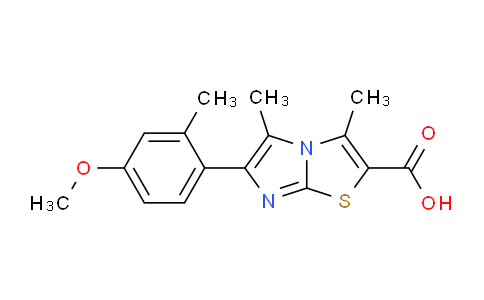 CAS No. 1437435-55-6, 6-(4-Methoxy-2-methylphenyl)-3,5-dimethylimidazo[2,1-b]thiazole-2-carboxylic acid