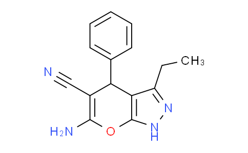CAS No. 444790-63-0, 6-Amino-3-ethyl-4-phenyl-1,4-dihydropyrano[2,3-c]pyrazole-5-carbonitrile