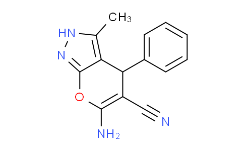 CAS No. 312266-61-8, 6-Amino-3-methyl-4-phenyl-2,4-dihydropyrano[2,3-c]pyrazole-5-carbonitrile